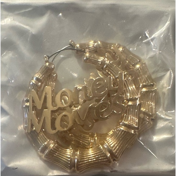 “ Money Moves “ gold door knocker hoops - Picture 3 of 6